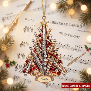 Personalized Flute Christmas Ornament, Custom Name Flutist Tree Decor