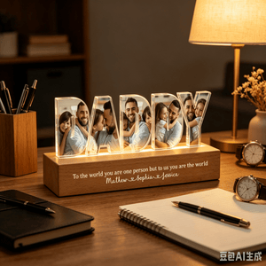 Daddy To Us You Are The World Photo Collage - Personalized LED Night Light