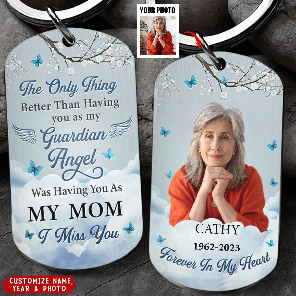 Having You As Guardian Angel - Personalized Photo Stainless Steel Keychain