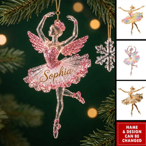 Personalized Ballerina Acrylic Ornament, Custom Name Ballet Christmas Ornament