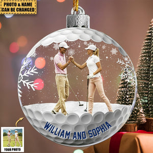 Golf Friends Christmas Globe - Personalized Acrylic Photo Ornament