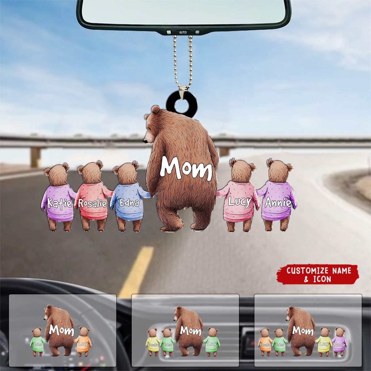 Bear Mom Grandma With Kids - Personalized Acrylic Ornament