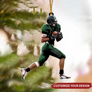 American Football Player Runing Personalized Christmas Ornament