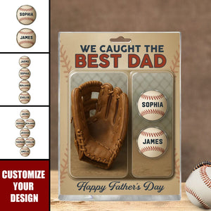 We Caught The Best Dad Grandpa Baseball & Glove - Personalized Acrylic Block Plaque