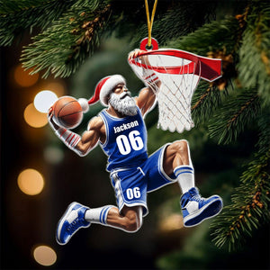 Santa Basketball Player Personalized Acrylic Christmas Ornament, Gift for Basketball Lover
