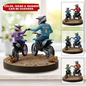 Dirt Bike Dad And Kid - Personalized Custom Shaped Acrylic Plaque, Gift For Dad