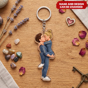 Kissing Couple - Personalized Keychain, Gift for Couple