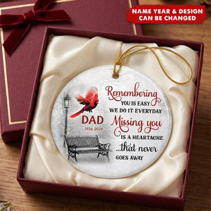 Cardinals Winter Memorial Personalized Circle Ornament
