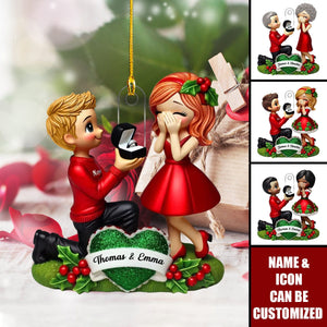Marriage Proposal "She Said Yes!" - Personalized Acrylic Ornament, Just Engaged Gifts for Couples