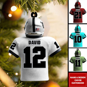 Custom Player Name & Number Football Jersey - Personalized Acrylic Sports Ornament