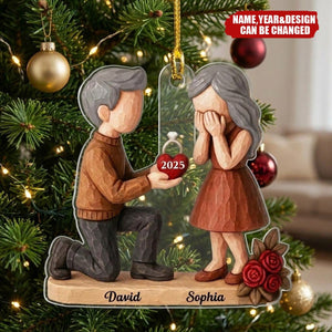 Couple Marriage Proposal - Personalized Acrylic Ornament - Newly Engaged Gift, "She Said Yes!" Ornament, Just Engaged Gifts for Couples