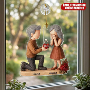 Couple Marriage Proposal - Personalized Acrylic Ornament - Newly Engaged Gift, "She Said Yes!" Ornament, Just Engaged Gifts for Couples