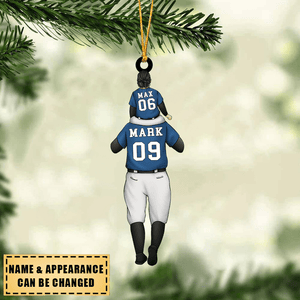 Dad And Kids Play Baseball Together - Personalized Ornament - Appropriate gift for Christmas