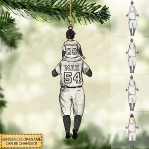 Personalized Kids and Dad Baseball Player Ornament