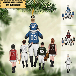 Dad And Kids Play Baseball Together - Personalized Ornament - Appropriate gift for Christmas
