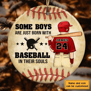 Love Baseball Personalized Circle Ornament
