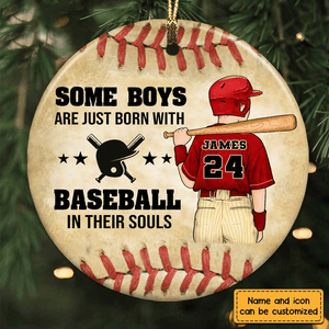 Love Baseball Personalized Circle Ornament