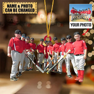 Baseball Player Team - Personalized Acrylic Christmas Ornament - Upload Photo