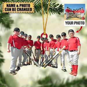 Baseball Player Team - Personalized Acrylic Christmas Ornament - Upload Photo