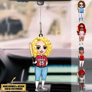 Personalized Woman Girl Baseball Player Acrylic Ornament