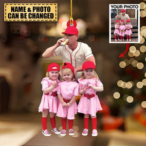 Personalized Baseball Players Acrylic Christmas Ornament - Upload Photo