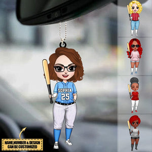 Personalized Woman Girl Baseball Player Acrylic Ornament