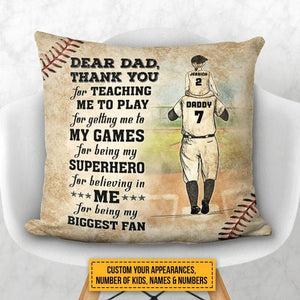 Personalized Baseball Dad And Child Thank You Custom Child Custom Pillowcase