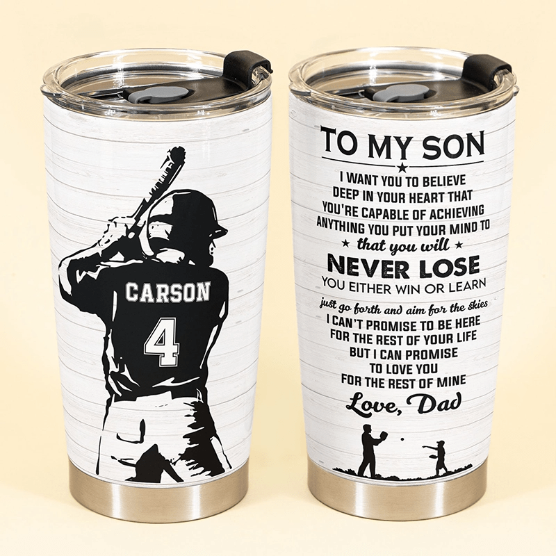 To My Son -Love Baseball Player Personalized Tumbler Cup - Gift For Son