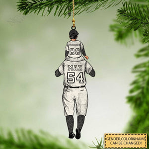 Personalized Kids and Dad Baseball Player Ornament
