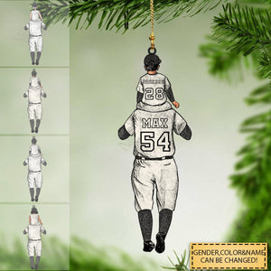 Personalized Kids and Dad Baseball Player Ornament