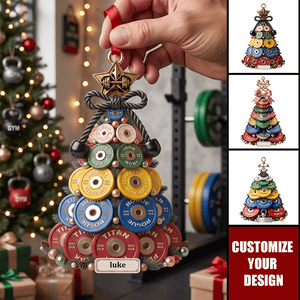 Weight Plate Tree Christmas Ornament, Personalized Gifts For Gym Lovers