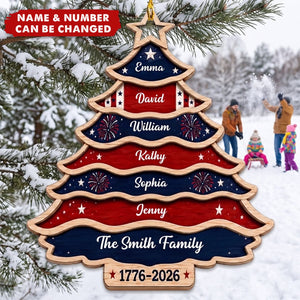 Custom Wooden Ornament - Personalized America 250th Anniversary Christmas Gifts For Family