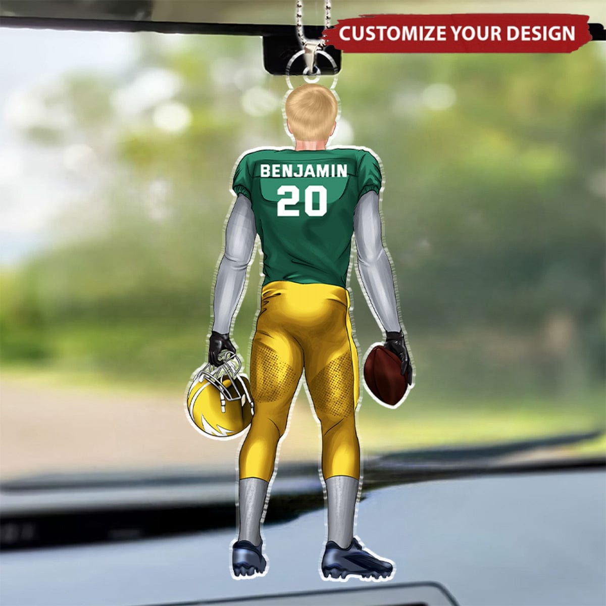 Football Player - Personalized Acrylic Car Ornament