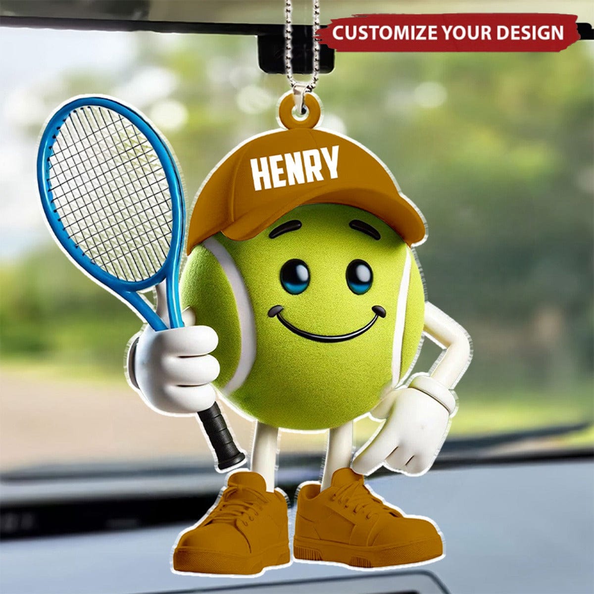 Tennis Ball - Personalized Acrylic Car Ornament, Gift For Tennis Lover