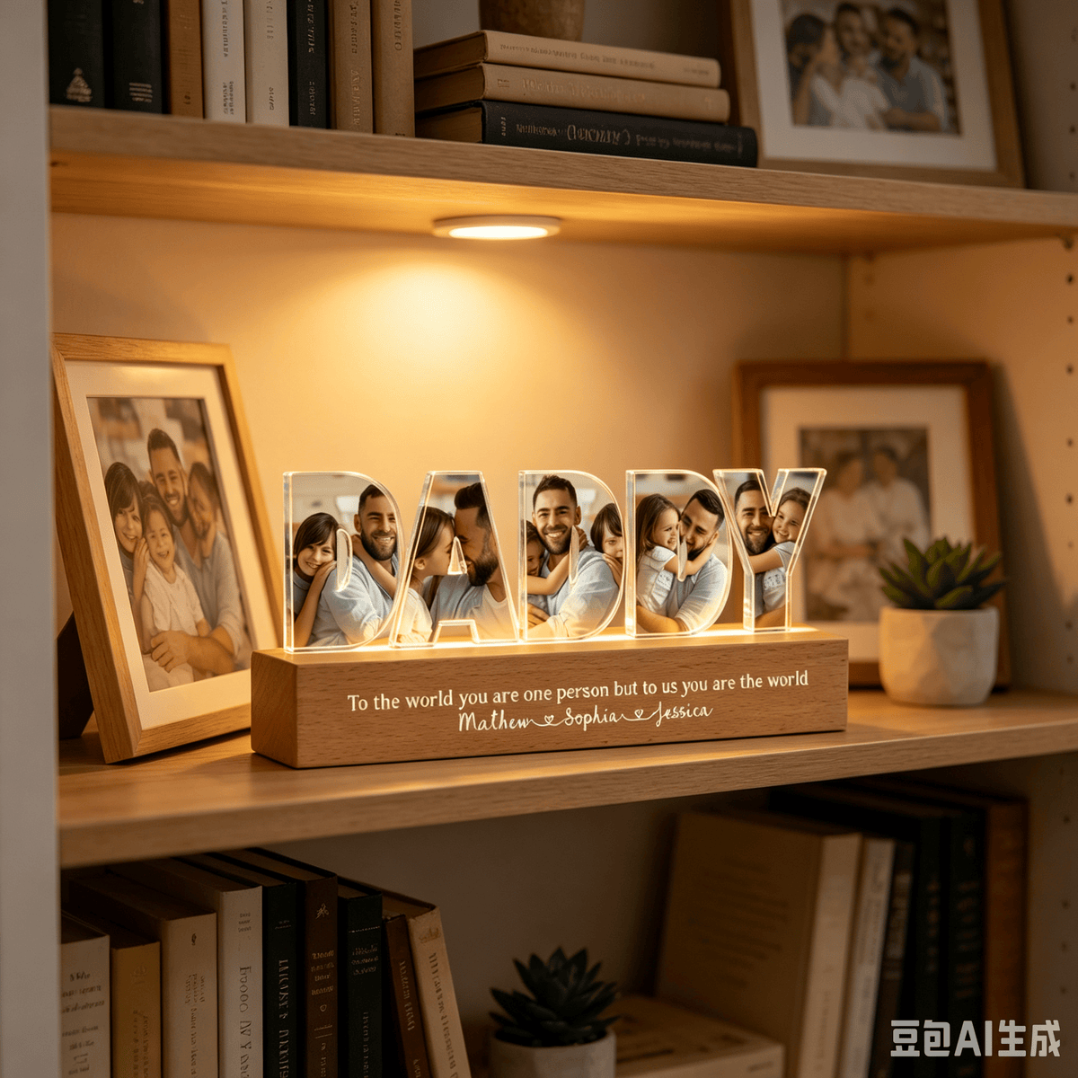 Daddy To Us You Are The World Photo Collage - Personalized LED Night Light