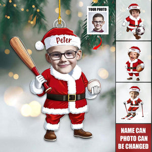 Custom Christmas Ornament - Personalized Photo Santa Claus Decoration