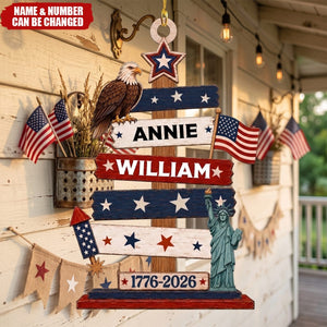 Custom Wooden Ornament - Personalized America 250th Anniversary Christmas Gifts