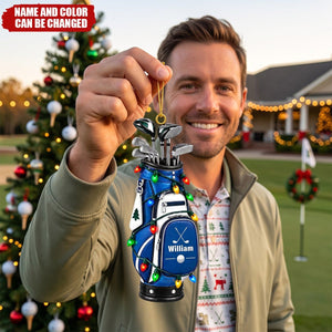 Custom Name Golf Backpacks Ornament, Personalized Christmas Tree Hanging Decor