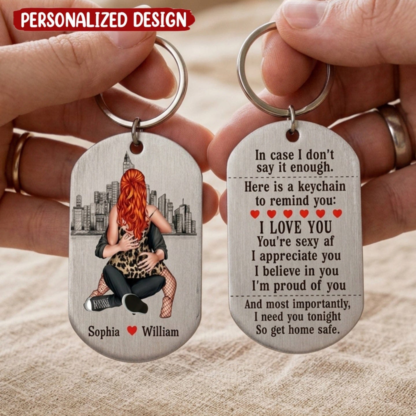 I Need You Tonight So Get Home Safe-Personalized Stainless Steel Keychain- Couple Gift- Keychain For Couple
