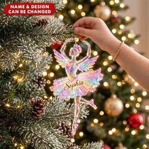 Personalized Ballerina Acrylic Ornament, Custom Name Ballet Christmas Ornament