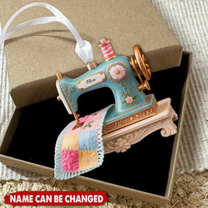 Sewing Machine Quilter Personalized Christmas Acrylic Ornament - Seamstress Gift
