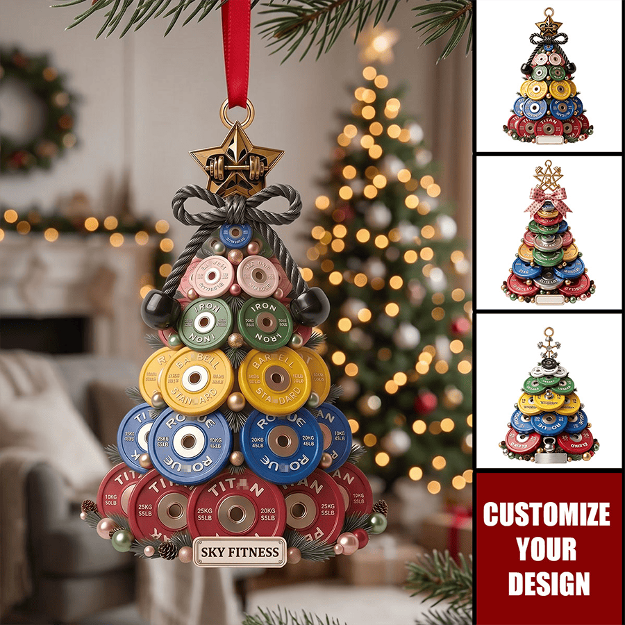 Weight Plate Tree Christmas Ornament, Personalized Gifts For Gym Lovers