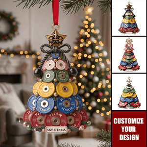 Weight Plate Tree Christmas Ornament, Personalized Gifts For Gym Lovers