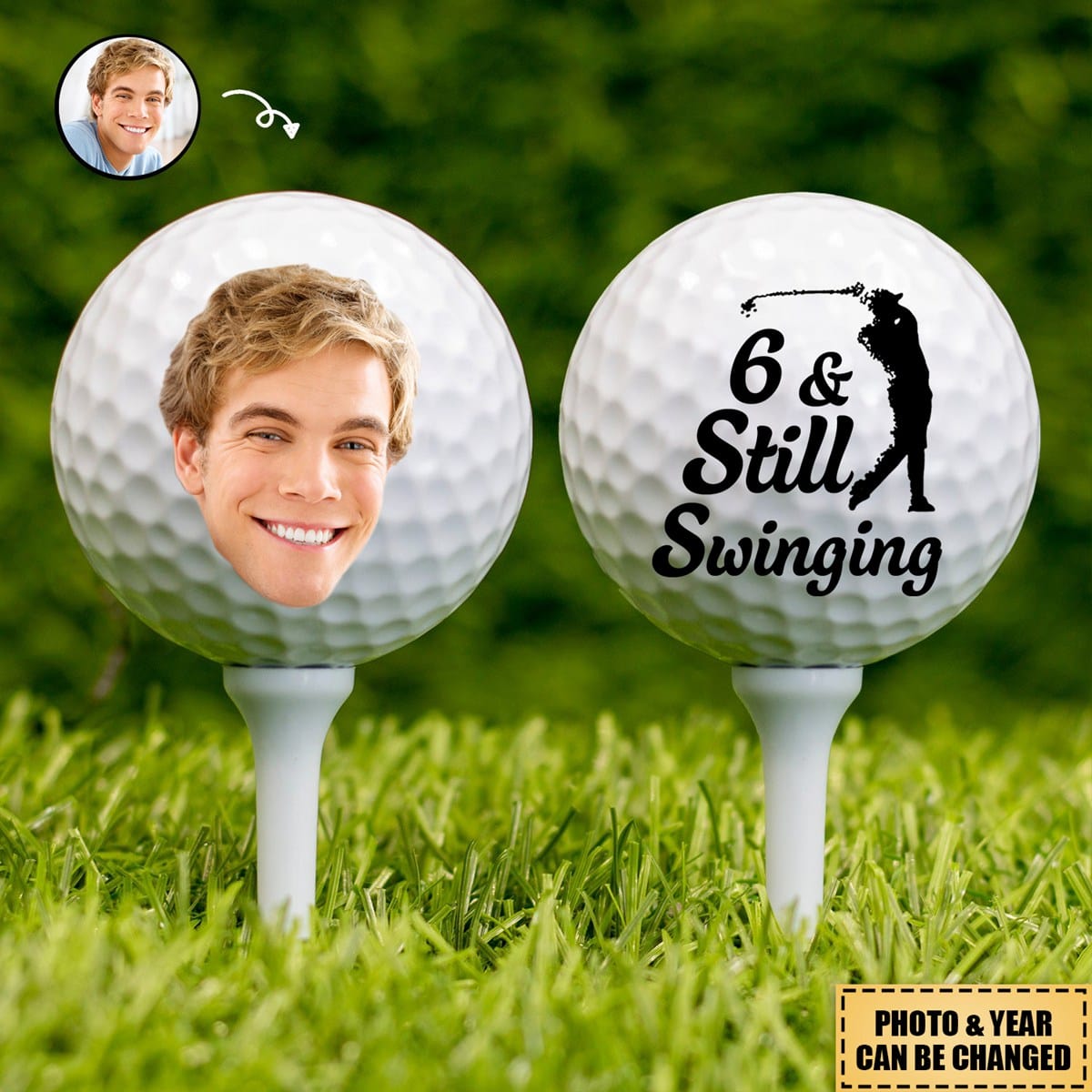 Custom Photo Still Swinging - Gift For Dad, Father, Grandpa, Golfer, Golf Lover - Personalized Golf Ball