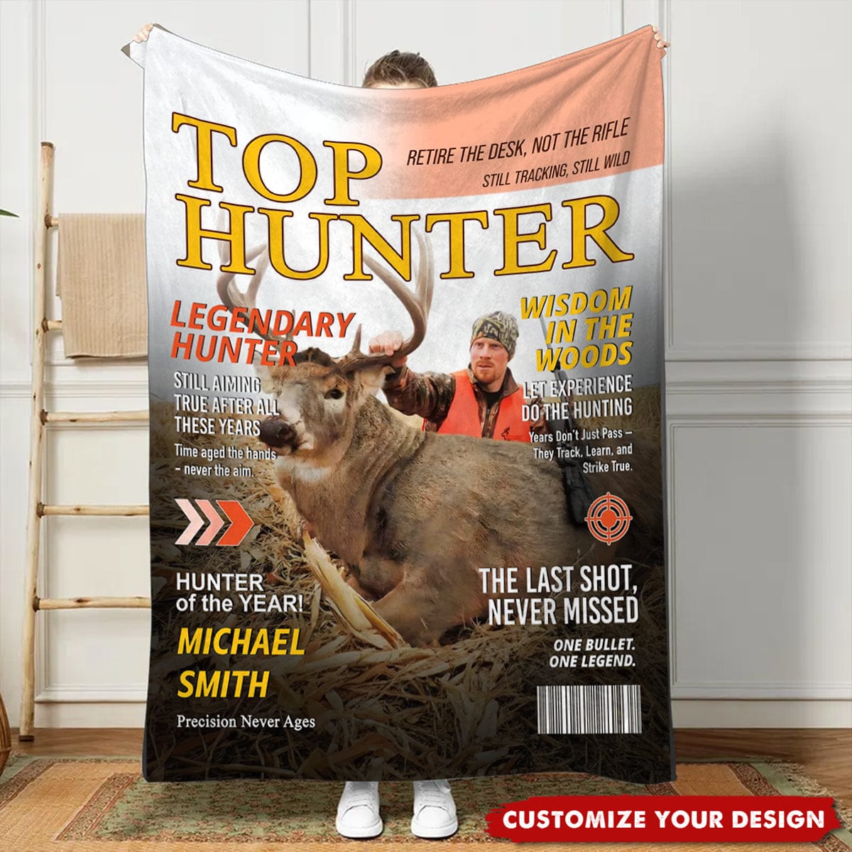 Custom Retirement Hunting Magazine Cover Personalized Blanket, Gifts for Retired Hunters