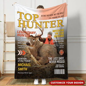 Custom Retirement Hunting Magazine Cover Personalized Blanket, Gifts for Retired Hunters