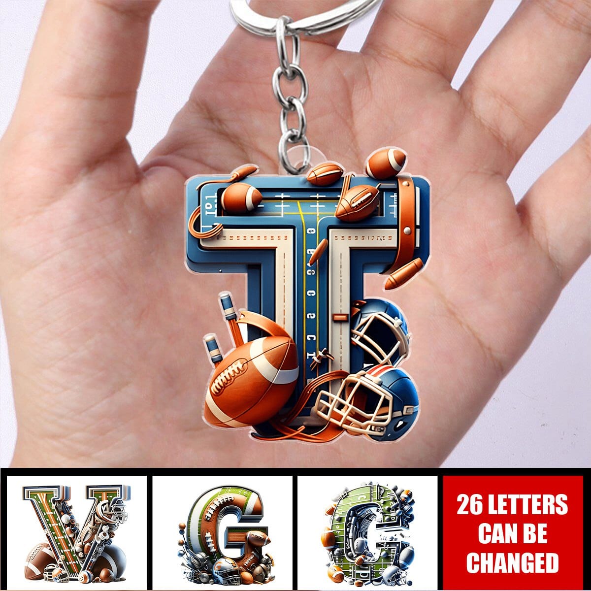 Custom Alphabet Letter Gifts For Sport Lover Keychain
