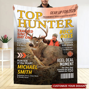 Custom Hunting Magazine Blanket, Personalized Hunting Gifts for Men