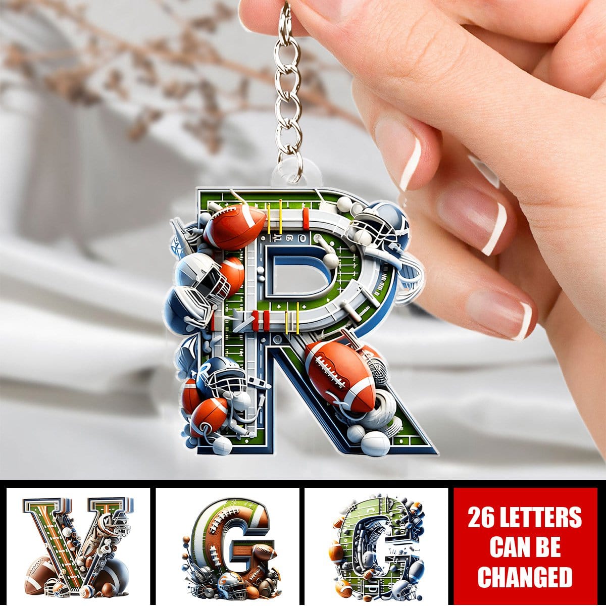 Custom Alphabet Letter Gifts For Sport Lover Keychain