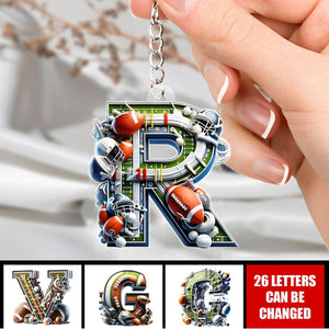 Custom Alphabet Letter Gifts For Sport Lover Keychain